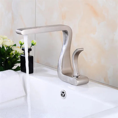 DecorBites™ Gold & White Basin Faucet: Modern Brass Mixer Tap for Bathroom Sink