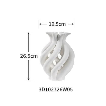 DecorBites™ Geometric Ceramic Hollow Vases Spiral Pipe Floral Arrangement Home Decor Figurines