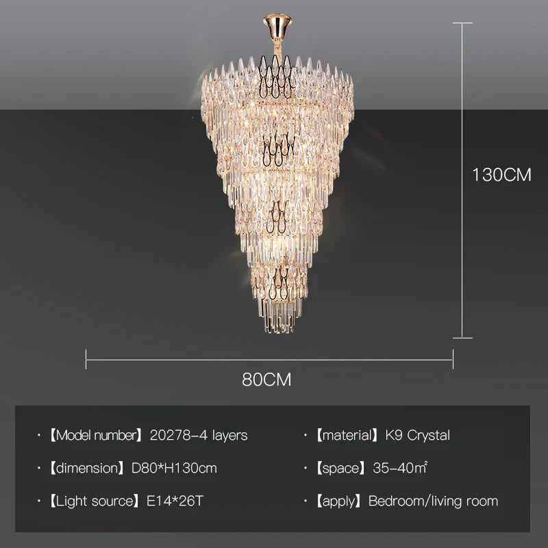 DecorBites™ Crystal Chandelier Duplex Spiral Staircase Post-modern Luxury Light