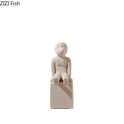 DecorBites™ Abstract Family Character Ceramic Sculpture Desk Decoration