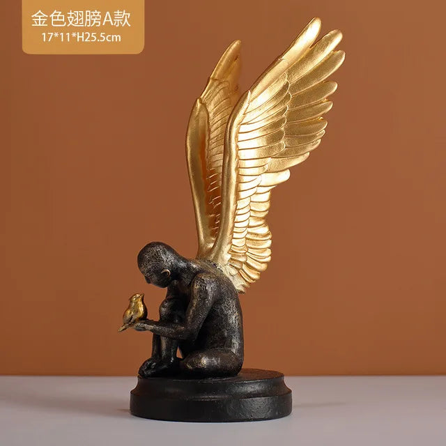 DecorBites™ Abstract Golden Character Resin Statue Modern Home Decor Ornament Scandinavian Style