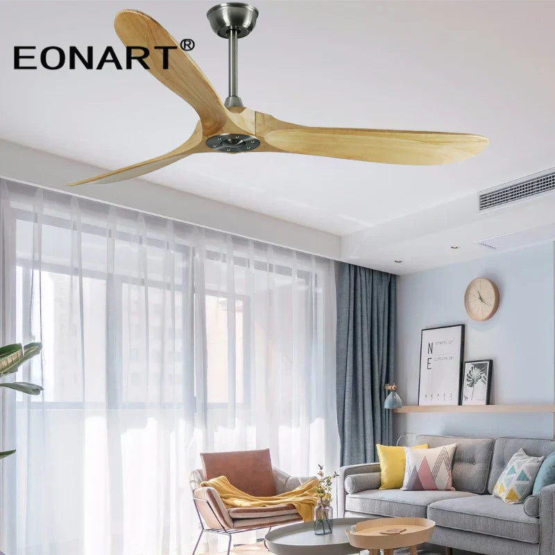 DecorBites™ 60" Solid Wood DC Ceiling Fan Without Light & Remote Control