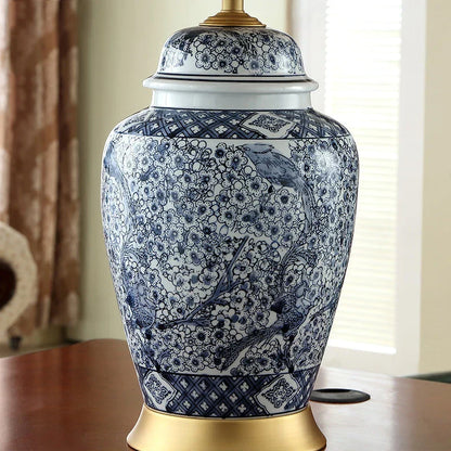DecorBites™ Blue Porcelain Table Lamp - Large Ceramic Lamp for Bedroom and Living Room