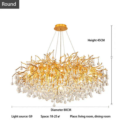 DecorBites™ Crystal Tree Branch Chandelier: Luxury LED Pendant Light for Elegant Living Spaces