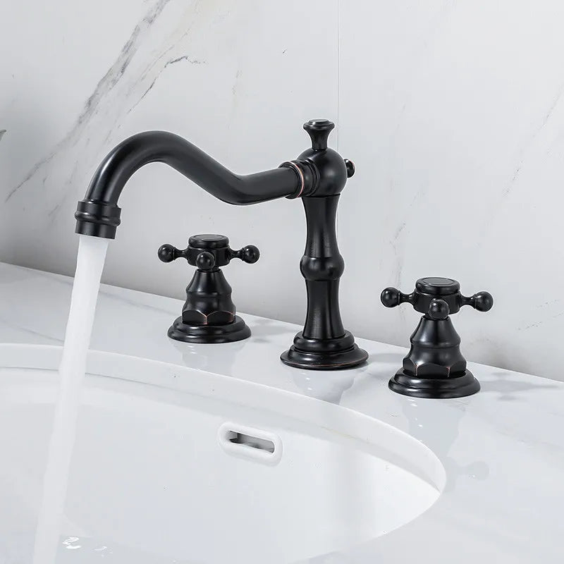 DecorBites™ Antique Brass Gold Bathroom Basin Faucet with Double Handles