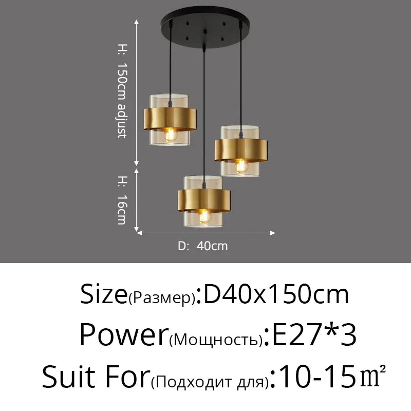 DecorBites™ Golden Pendant Lights for Aisle, Restaurant, Bedroom - Nordic Postmodern Minimalist Style