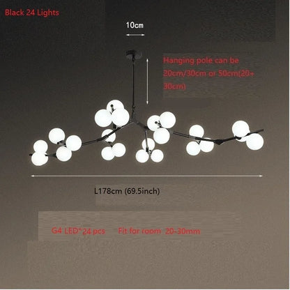 DecorBites™ Glass Balls LED Chandelier: Molecular Living Decoration, Modern Branches Pendant Lighting Fixtures.