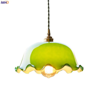 ™ Green Glass LED Pendant Light for Home, Restaurant, Bar, and Loft Style Decor.