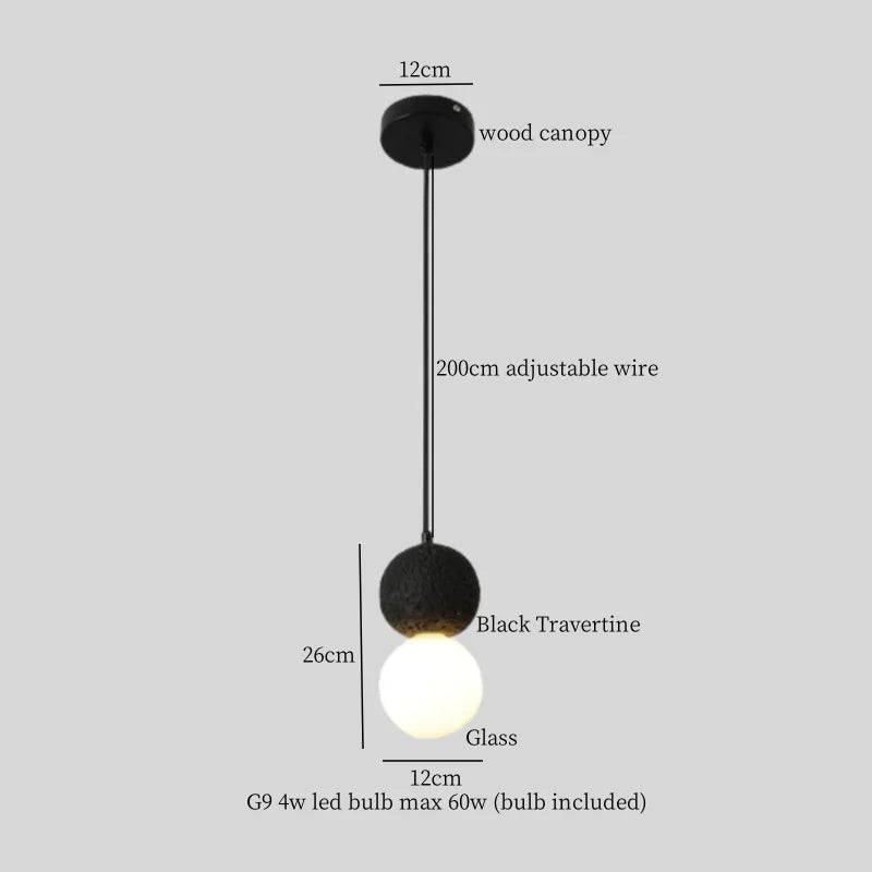 DecorBites™ Black Travertine Pendant Light - Nordic Minimalism LED Pendant Lamps for Living Dining Room