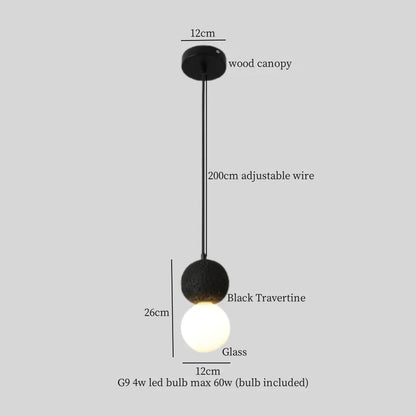 DecorBites™ Black Travertine LED Pendant Lamp for Modern Interior Lighting