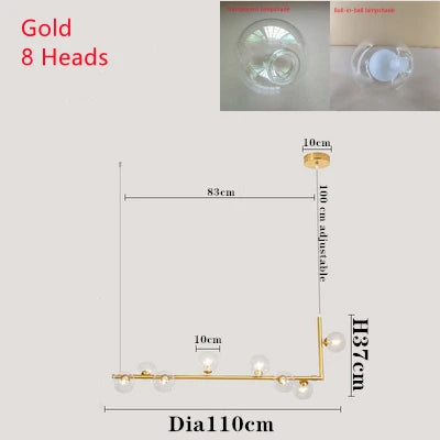 DecorBites™ Double Glass Lampshade Chandelier with LED Suspension – Stylish Ceiling Fixture for Dining Room