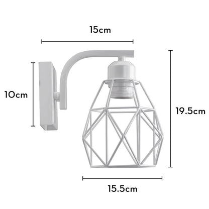 DecorBites™ Iron White Cage Wall Lamp for Modern Indoor Lighting