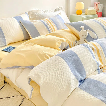 DecorBites™ Jacquard Cotton Bedding Set for Queen King Size - Skin Friendly Comforter Cover