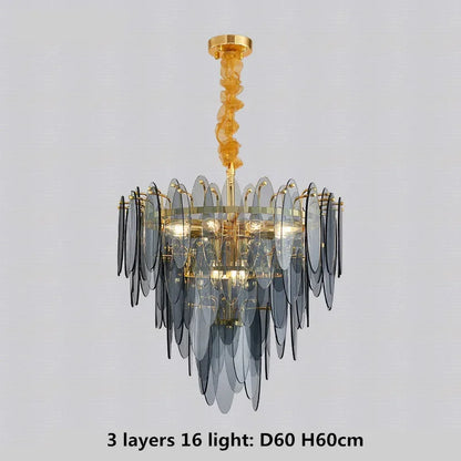 DecorBites™ Gold Metal Chain LED Pendant Lights for Modern Luxury Living Room