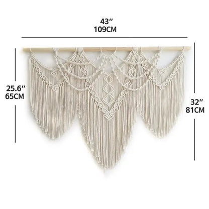 DecorBites™ Boho Macrame Tassel Wall Hanging Tapestry with Wooden Stick