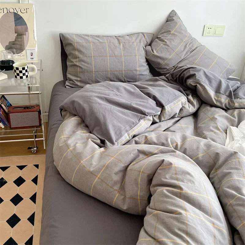 ™ Japanese Style Cotton Printed 4Pcs Bedding Set with Double-Sided Design