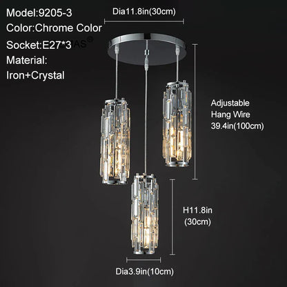 ™ Gold Crystal Chandelier: Elegant Dining Room Pendant Lighting