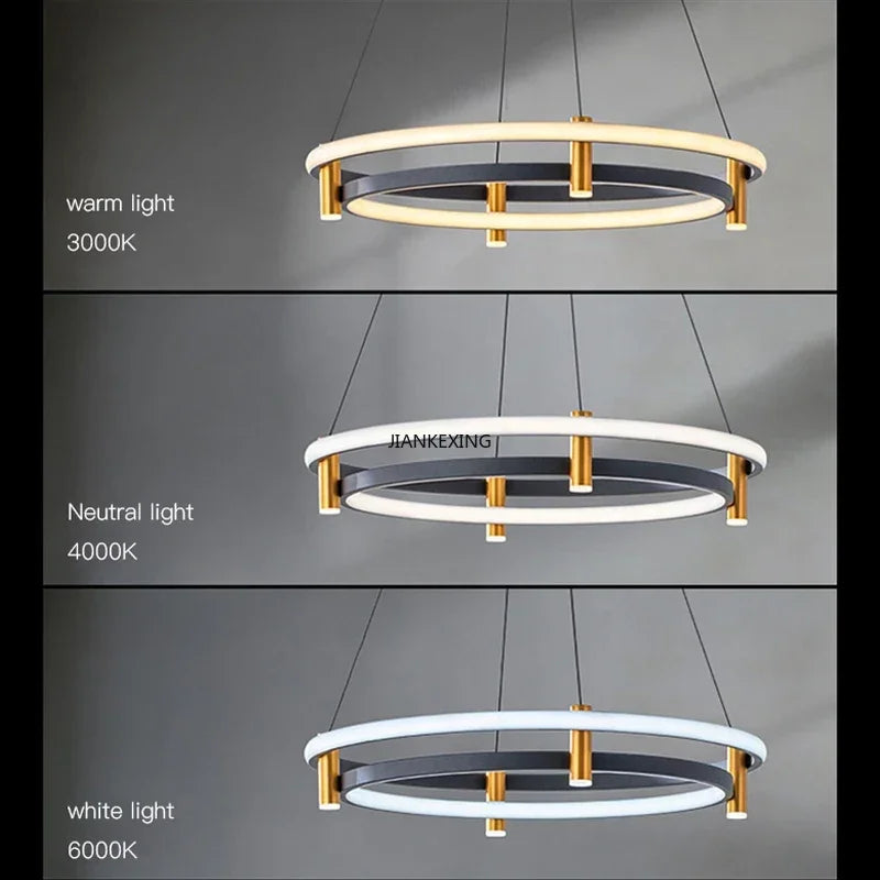 DecorBites™ Black Ring LED Pendant Chandelier for Table Dining Living Kitchen Island Lighting