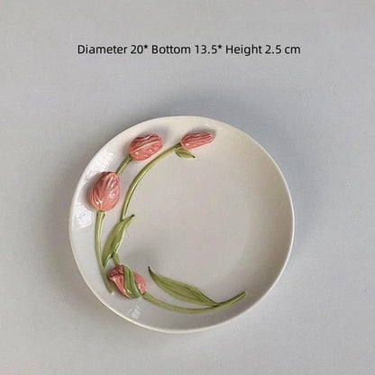 DecorBites™ 3D Embossed Tulip Ceramic Coffee Mug - Handcrafted Irregular Flower Cup
