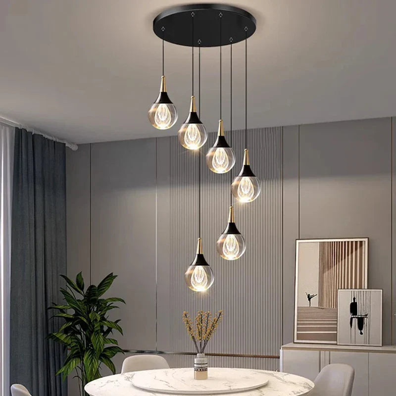 DecorBites™ Crystal Chandelier Stair Pendant Lamp Living Room Interior Lighting