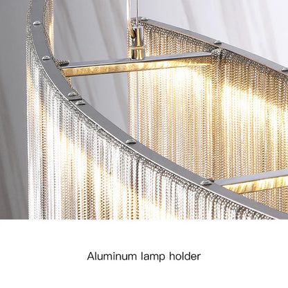 DecorBites™ LED Tassel Chandelier Pendant Light for Living Room Villa Hall Silver Lustre