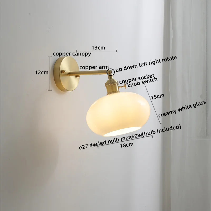 DecorBites™ Ceramic Copper LED Wall Light with Pull Chain Switch for Modern Nordic Home Decor