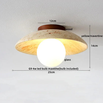 DecorBites™ LED Wood Yellow Travertine Ceiling Light - Modern Style for Home Decor