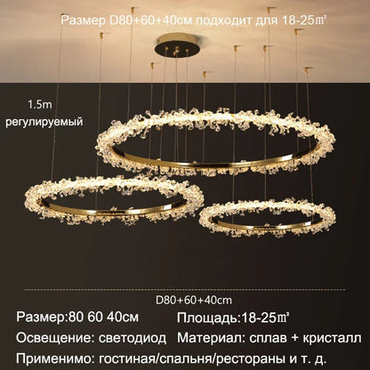 ™ Golden Crystal LED Round Chandelier for Luxury Indoor Lighting
