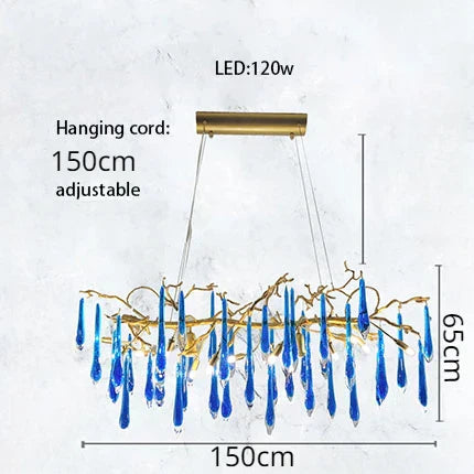 DecorBites™ Blue Crystal Chandelier: Luxe Living Room LED Lighting