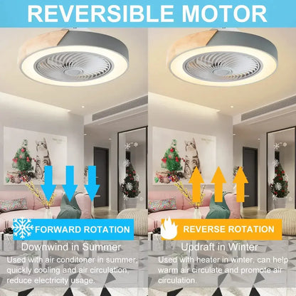 DecorBites™ Low Profile Wood Ceiling Fan Light with Remote Control LED Indoor Air Circulator