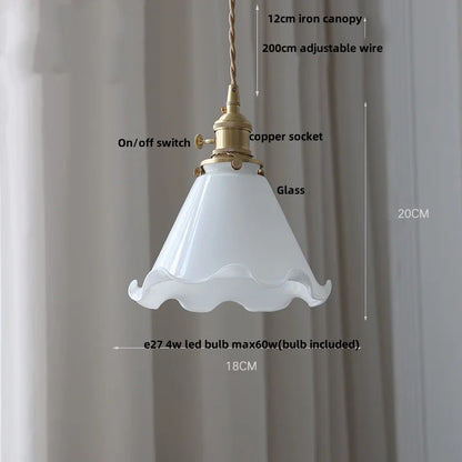 DecorBites™ Amber Glass LED Pendant Lamp Walnut Wood Copper Hanging Light