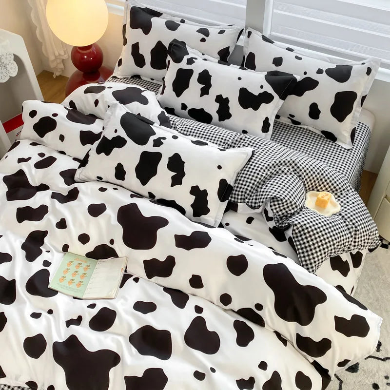 DecorBites™ Cartoon Print Bedding Set: Breathable Duvet Cover, Bed Sheet, Pillowcases - Double & Single Sizes