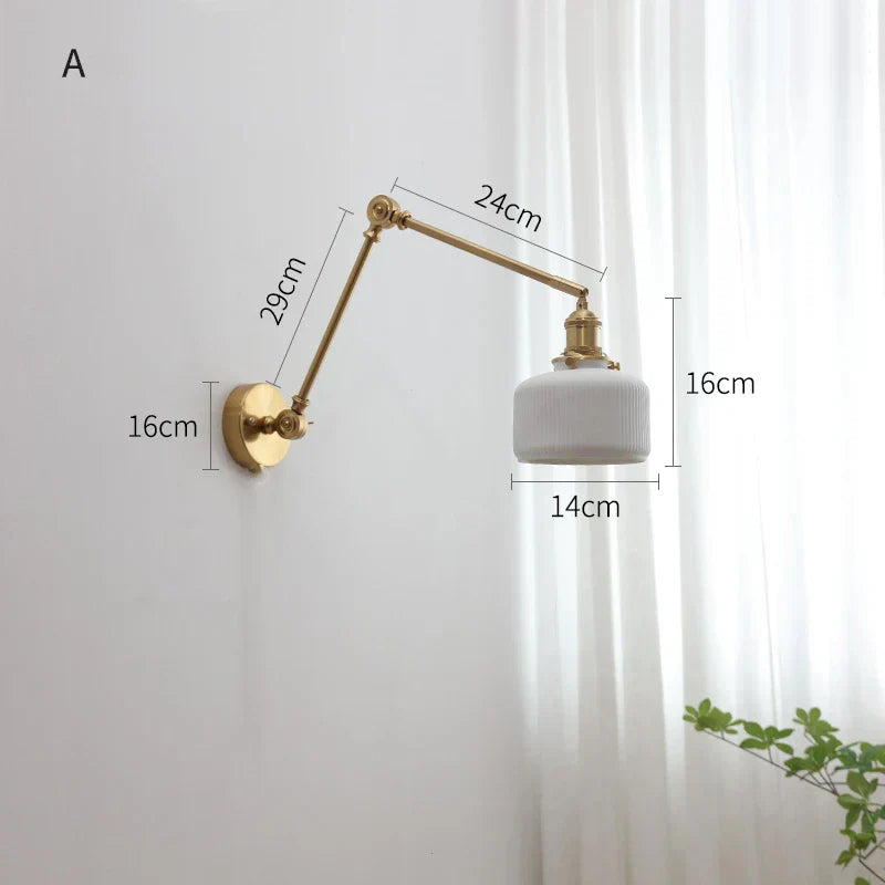 DecorBites™ Copper Swing Arm Wall Lights Sconce Up Down LED Modern Ceramic Lampshade