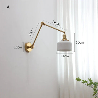 DecorBites™ Copper Swing Arm Wall Lights Sconce Up Down LED Modern Ceramic Lampshade