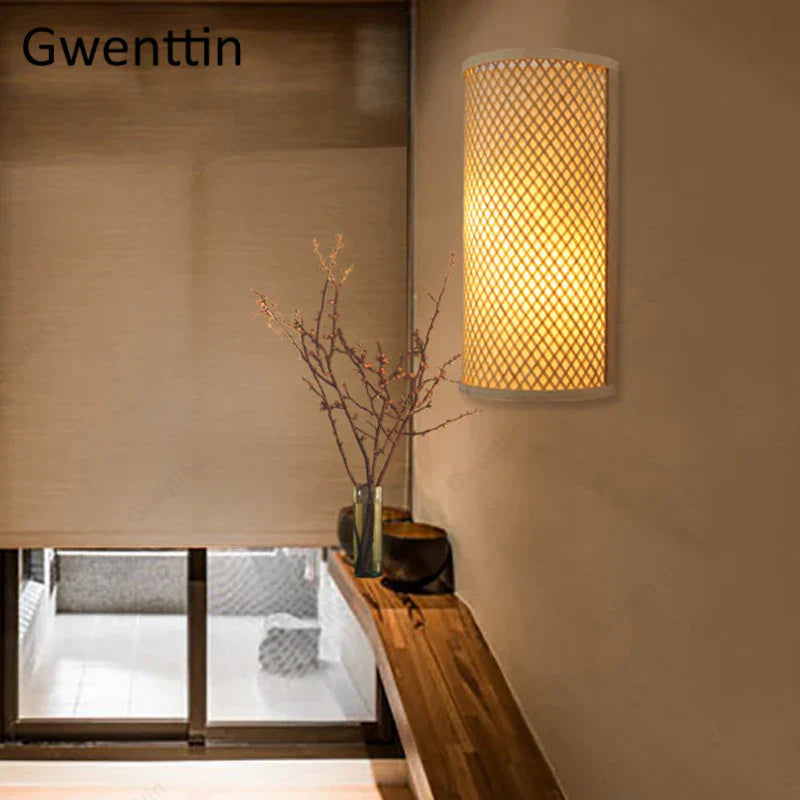 DecorBites™ Bamboo Wall Lights Sconces LED Fixtures for Bedroom Bathroom Stairs Luminarias