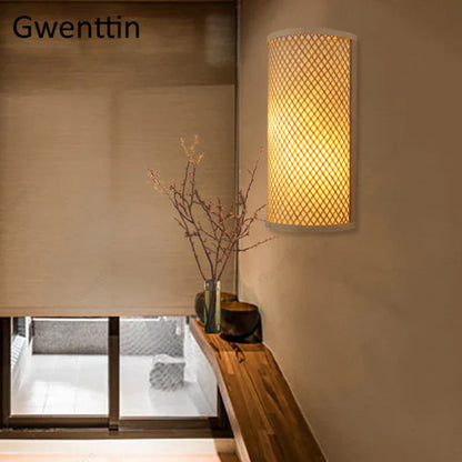 DecorBites™ Bamboo Wall Lights Sconces LED Fixtures for Bedroom Bathroom Stairs Luminarias