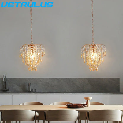 DecorBites™ Crystal Led Pendant Light Modern Chandelier Ceiling Lamp for Living Room