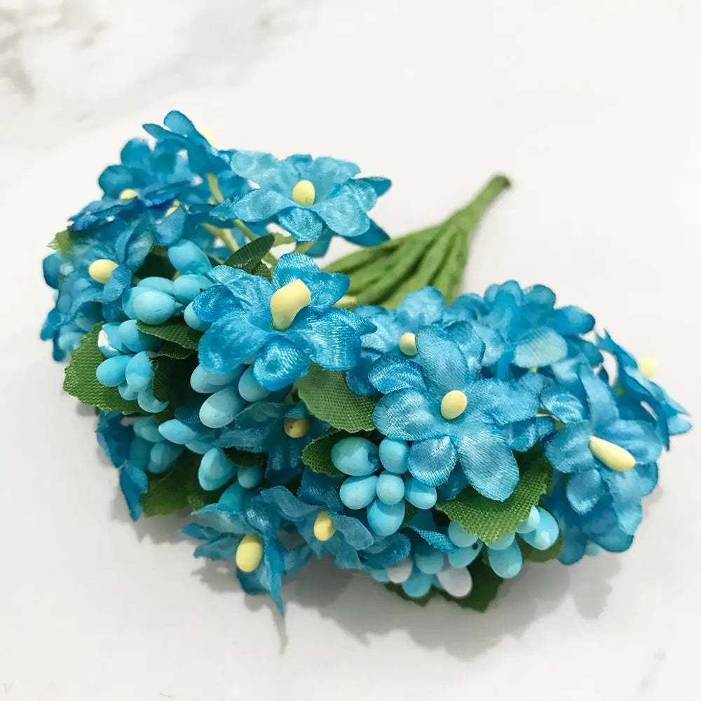 DecorBites™ Blue Flower Cherry Stamen Berries Bundle for DIY Christmas Wedding Decor
