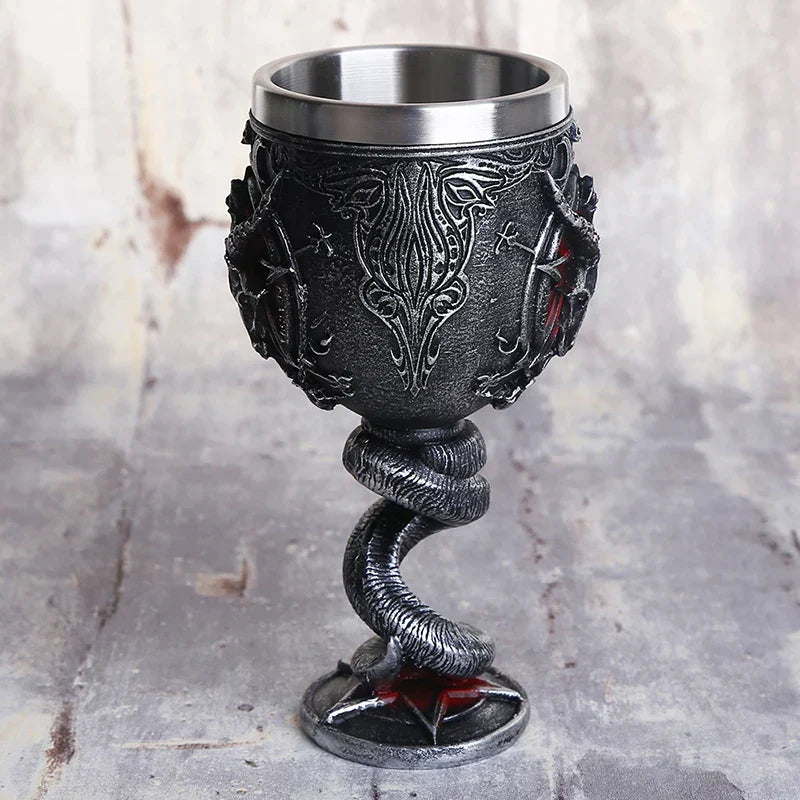 DecorBites™ Baphomet Wine Glass Horn Cocktail Stainless Steel Goblet Whiskey Cup Bar Drinkware