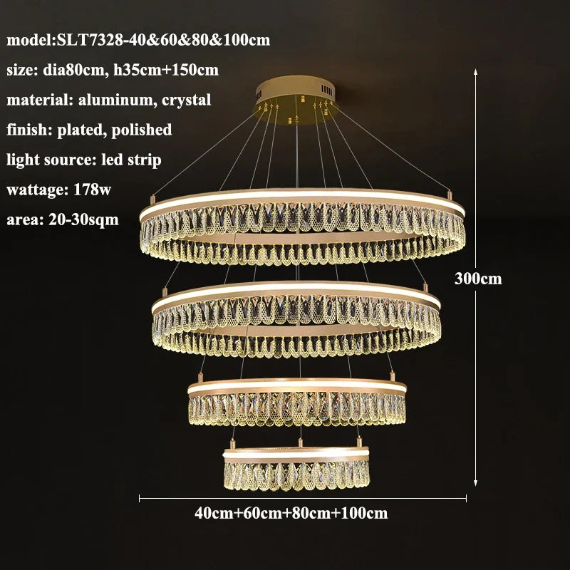 2024 DecorBites™ Modern Crystal LED Chandelier for Living & Dining Room Decor