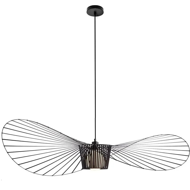 DecorBites™ Black Rattan Hat Pendant Lamp LED Chandelier for Home Decor