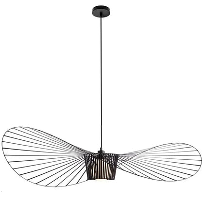 DecorBites™ Black Rattan Hat Pendant Lamp LED Chandelier for Home Decor