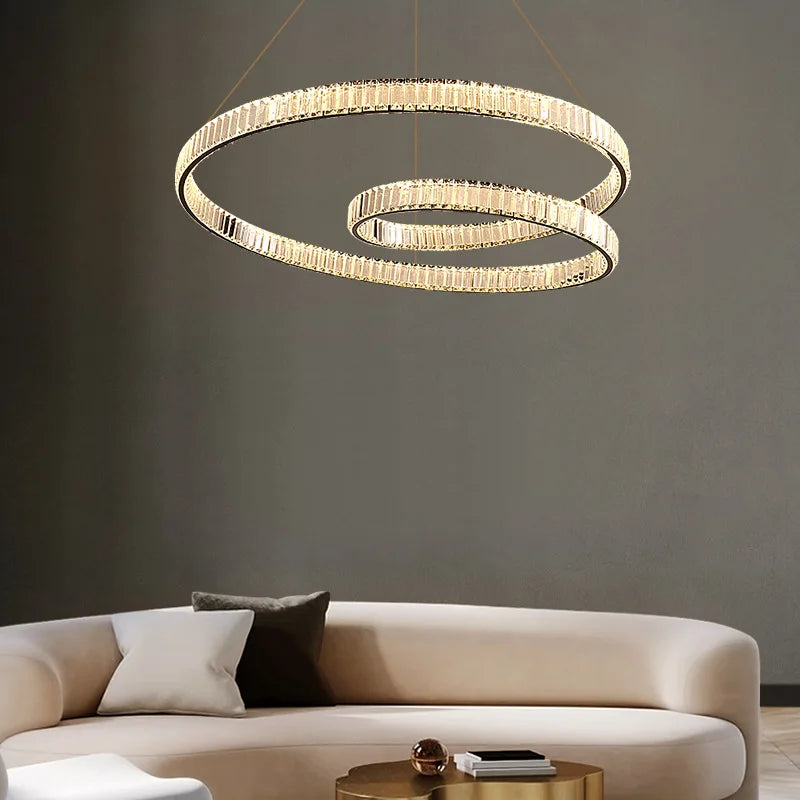 DecorBites™ Crystal Chandelier LED Light Fixture, Luxury Decor Hanging Lamp, Modern Home Lighting
