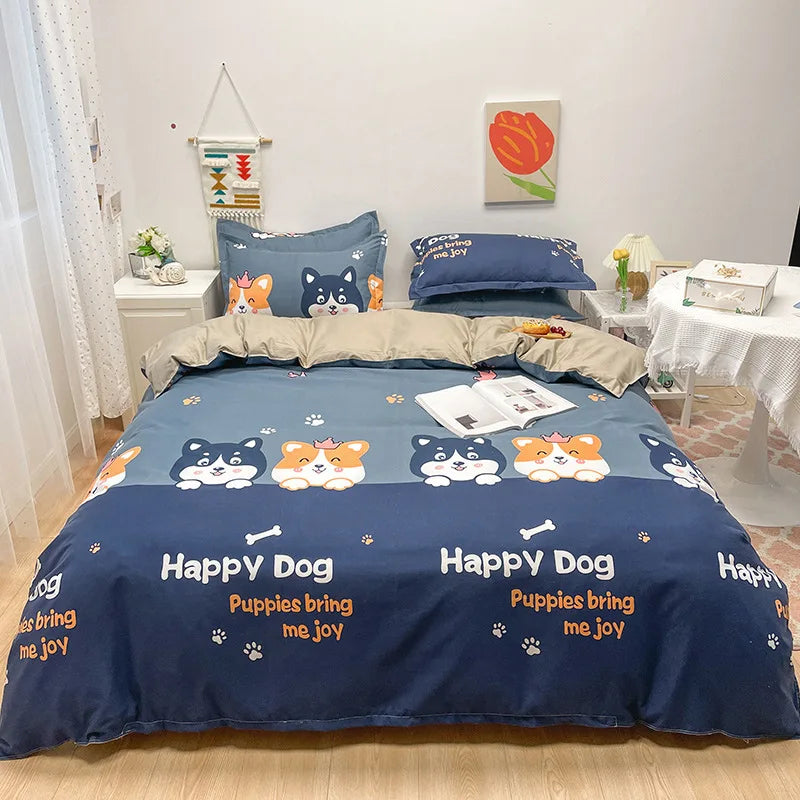 DecorBites™ Cartoon Animal Print Bedding Set with Duvet Cover, Sheet & Pillowcases