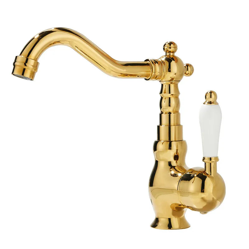 ™ Gold Basin Faucet Single Handle Bathroom Sink Tap Hot Cold Mixer Tap