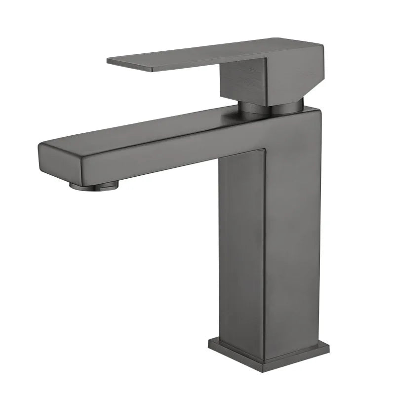 DecorBites™ Brushed Gold Basin Faucet Single Handle Cold Hot Water Mixer Deck Mounted