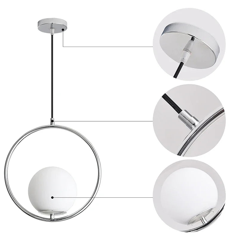 DecorBites™ Glass Ball Pendant Lights LED Kitchen Living Room Suspension Luminaire