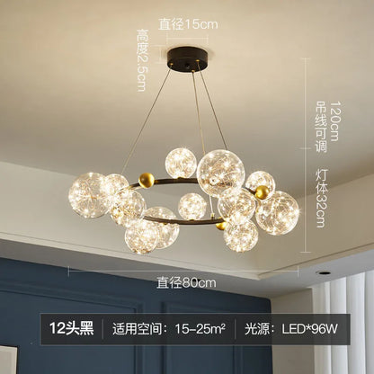 DecorBites™ Glass Ball LED Ceiling Chandelier for Home Dining Living Bedroom