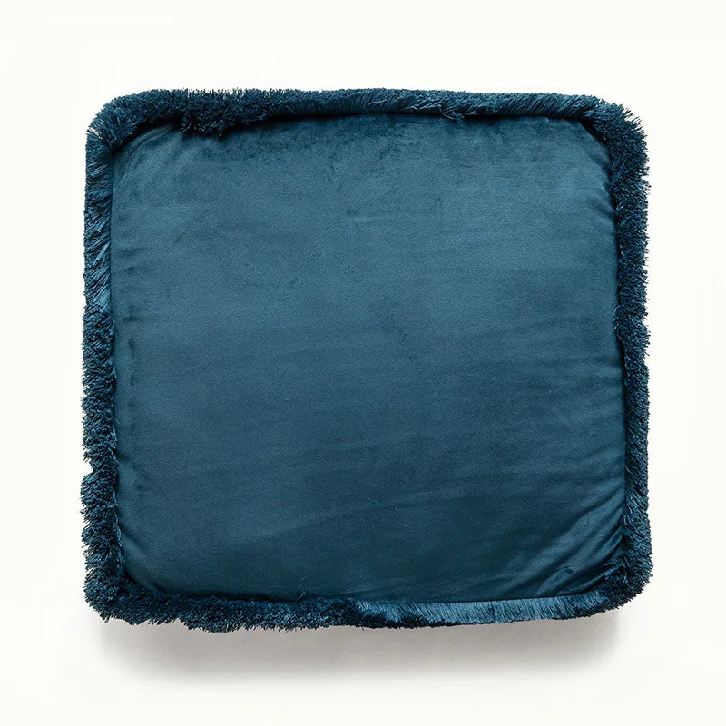 DecorBites™ Boho Floral Square Chair Cushions with Faux Fur Trim - Soft & Thick Seat Pad