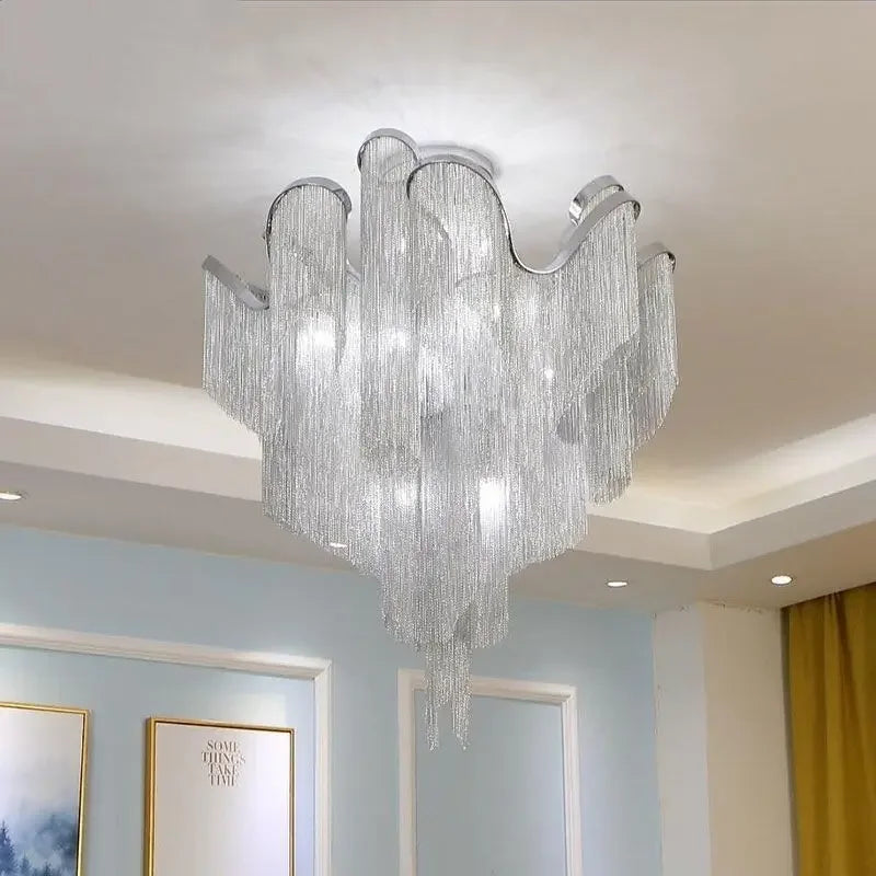 DecorBites™ LED Flower Tassels Ceiling Chandelier for Living Room, Staircase - Elegant Villa Pendant Light